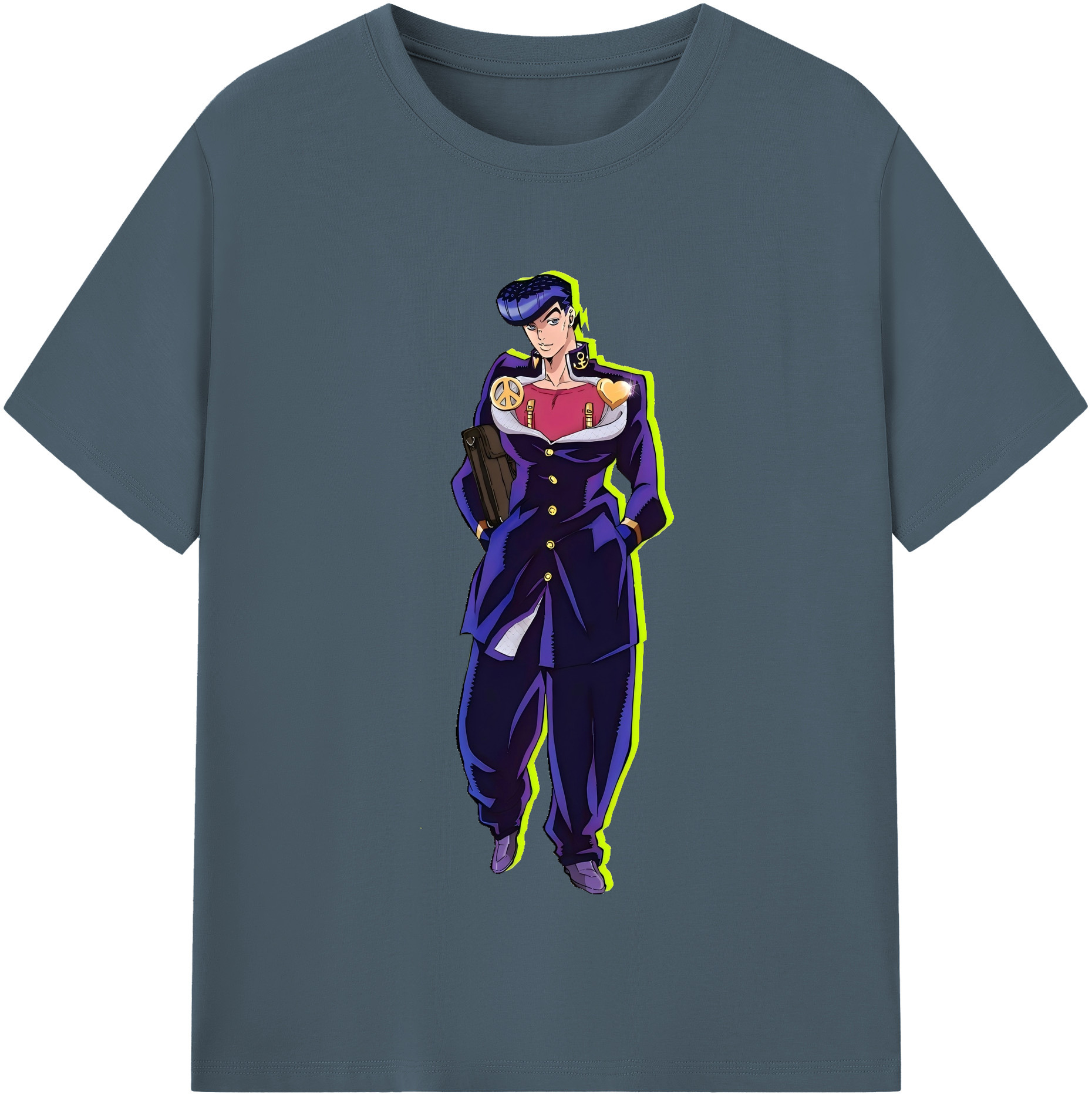 （画像用） ジョジョの奇妙な冒険 ひがしかた じょうすけ JoJo's Bizarre Adventure Higashikata Josuke 綿100％半袖Tシャツ（フロントプリント）